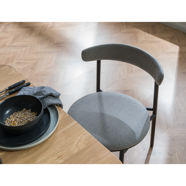 Esszimmerstühle Strator 2er Set - Webstoff / Metall - Grau / Schwarz - Grau