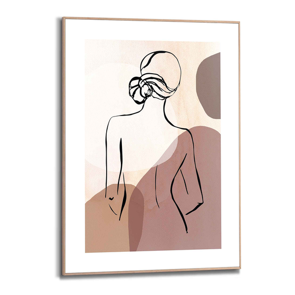 Gerahmtes Bild Frau  Stiftzeichnung - Holzwerkstoff - Braun - 50 x 70 x 1,6 cm