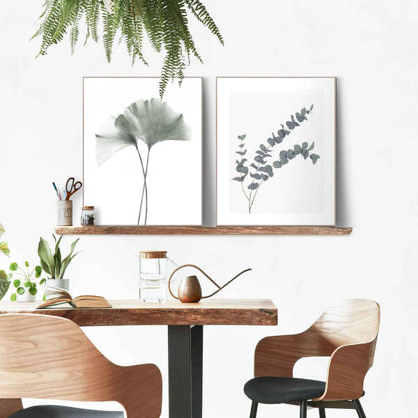 Wandbilder Set Eukalyptus - Holzwerkstoff - Grün - 40 x 50 x 1,6 cm