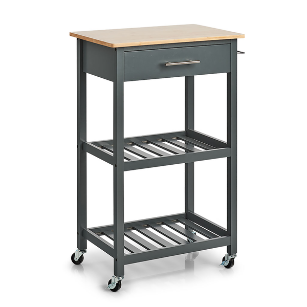 Servierwagen Addison - Bambus / MDF - Grau - 58 x 40 x 93 cm