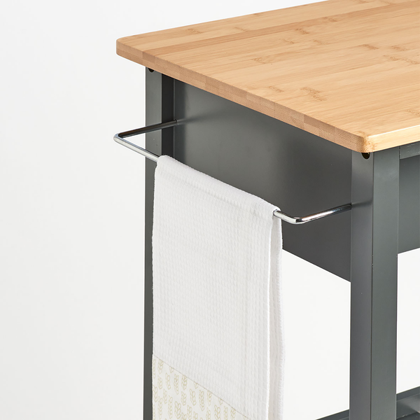 Servierwagen Addison - Bambus / MDF - Grau - 58 x 40 x 93 cm