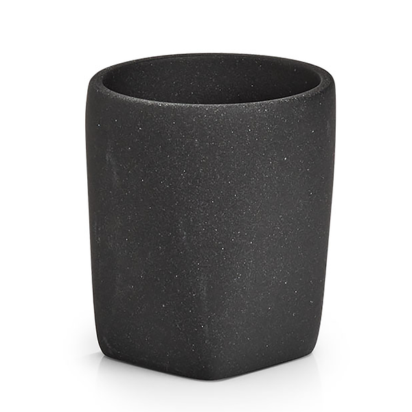 Zahnputzbecher Dark Stone - Polyresin - Schwarz - 7,7 x 8,8 cm