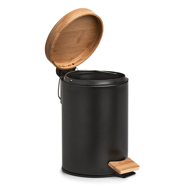 Kosmetikeimer Charlson 3L - Eisen / Bambus / Polypropylen - Schwarz - 3L - Schwarz