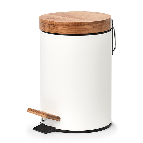 Kosmetikeimer Charlson 3L - Eisen / Bambus / Polypropylen - Weiß - 3L - Weiß