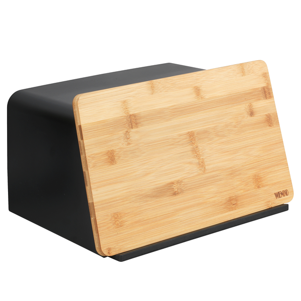 Brotkasten mit Bambusbrett Kubo - Polystyrol / Bambus - Schwarz