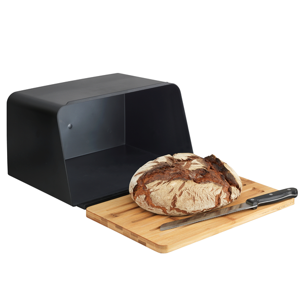 Brotkasten mit Bambusbrett Kubo - Polystyrol / Bambus - Schwarz