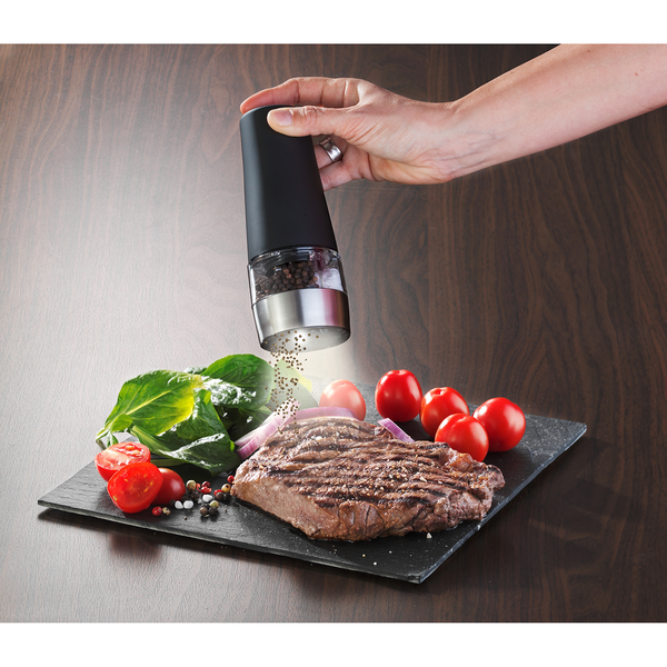 Elektrische Mühle mit LED-Licht Armin - ABS / Keramik - Silber / Schwarz