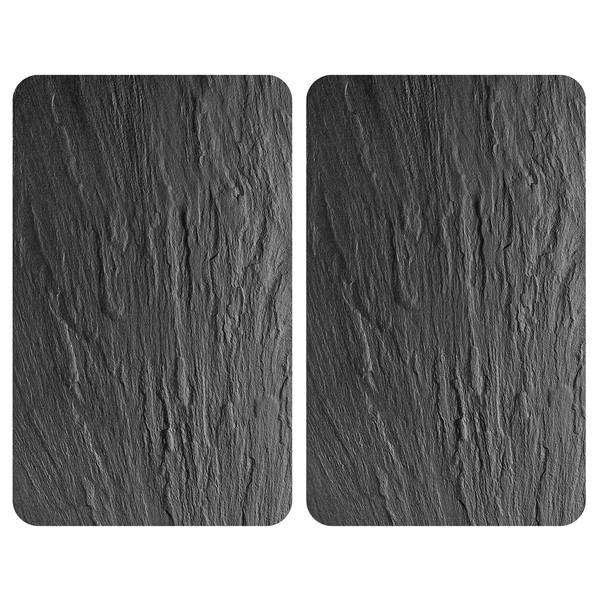 Abdeckplatte Schiefer (2er-Set) - Glas - Schwarz - 40 x 52 cm