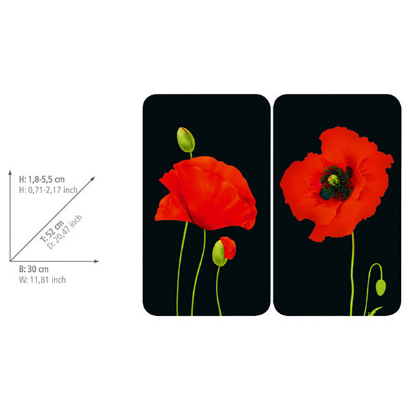 Abdeckplatte Mohn (2er-Set) - Glas - Mehrfarbig