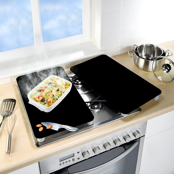 Abdeckplatten Schwarz (2er-Set) - Glas - Schwarz