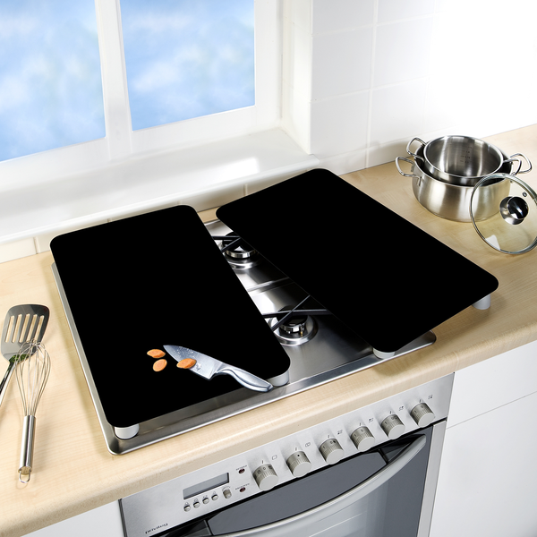 Abdeckplatten Schwarz (2er-Set) - Glas - Schwarz