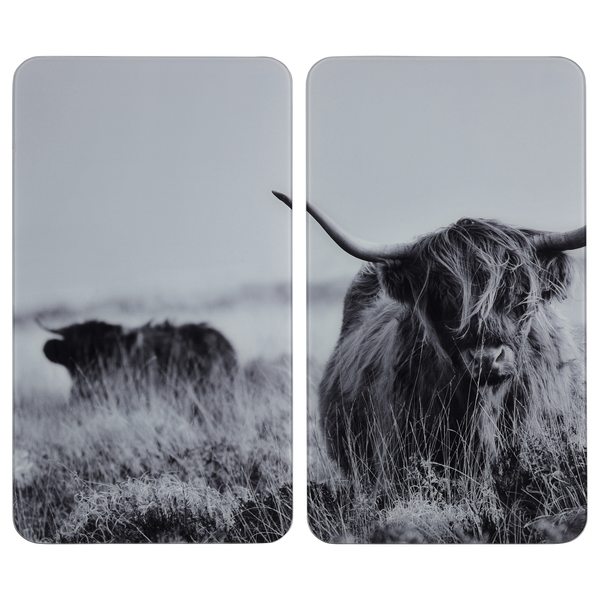 Abdeckplatte Highland Cattle (2er-Set) - Glas - Grau
