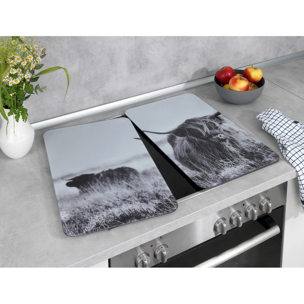 Abdeckplatte Highland Cattle (2er-Set) - Glas - Grau
