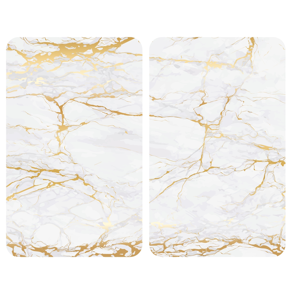 Abdeckplatten Marmor Gold (2er-Set) - Glas - Weiß