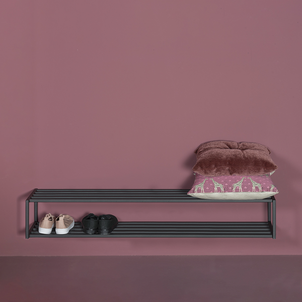 Schuhregal Salo - Metall - Schwarz - Breite: 118 cm