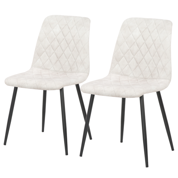 Polsterstuhl Trevo II (2er-Set) - Samt / Stahl - Creme / Schwarz
