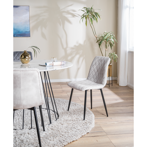 Polsterstuhl Trevo II (2er-Set) - Samt / Stahl - Creme / Schwarz