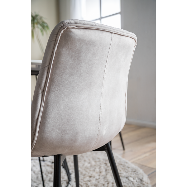 Polsterstuhl Trevo II (2er-Set) - Samt / Stahl - Creme / Schwarz
