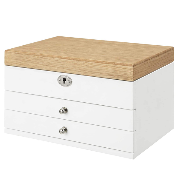 Schmuckkasten Braak - MDF / Samt - Weiß / Natur