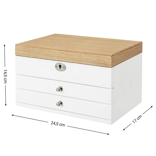 Schmuckkasten Braak - MDF / Samt - Weiß / Natur