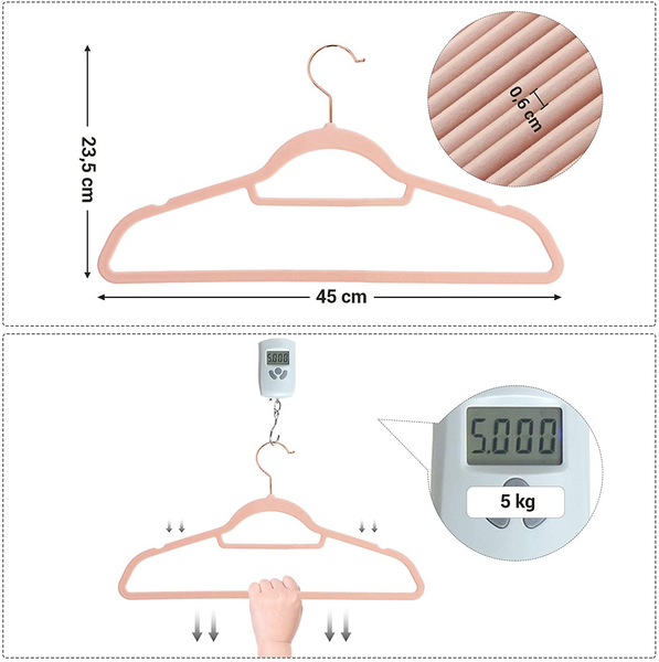 Kleiderbügel Ashbury (50er-Set) - ABS-Kunststoff - Rosa / Gold