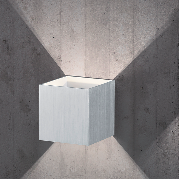 Wandleuchte Quad - Aluminium - 1-flammig - Silber