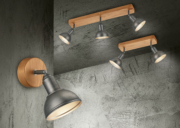 Deckenleuchte Delhi - Eisen / Kiefer massiv - Flammenanzahl: 1