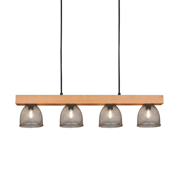 Deckenleuchte Cestino - Eisen / Kiefer massiv - 4-flammig