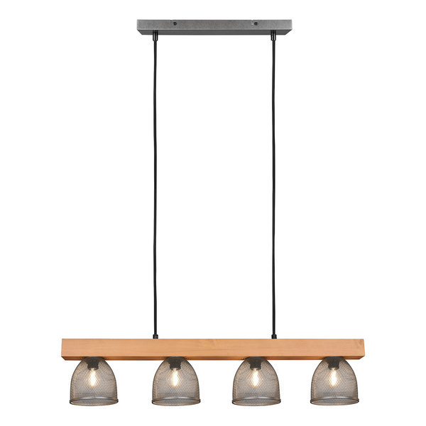 Deckenleuchte Cestino - Eisen / Kiefer massiv - 4-flammig