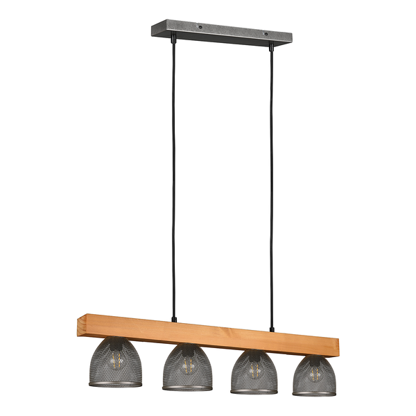 Deckenleuchte Cestino - Eisen / Kiefer massiv - 4-flammig