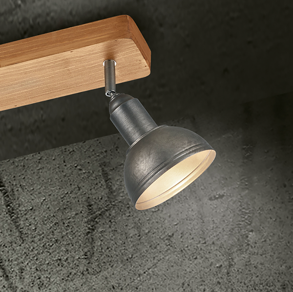 Deckenleuchte Delhi - Eisen / Kiefer massiv - Flammenanzahl: 2