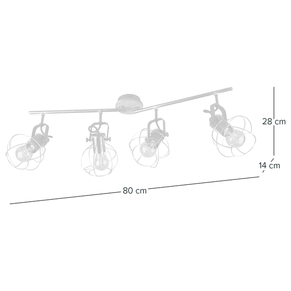 Deckenleuchte Madras III - Eisen / Kiefer massiv - 4-flammig