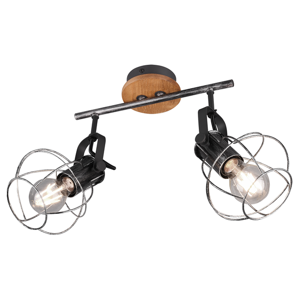 Deckenleuchte Madras I - Eisen / Kiefer massiv - 2-flammig