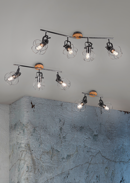 Deckenleuchte Madras I - Eisen / Kiefer massiv - 2-flammig