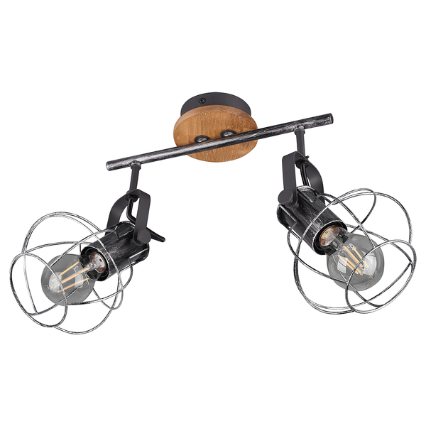 Deckenleuchte Madras I - Eisen / Kiefer massiv - 2-flammig