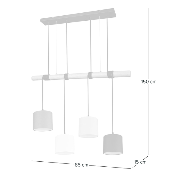 Deckenleuchte Odin - Baumwollstoff / Eisen - 4-flammig