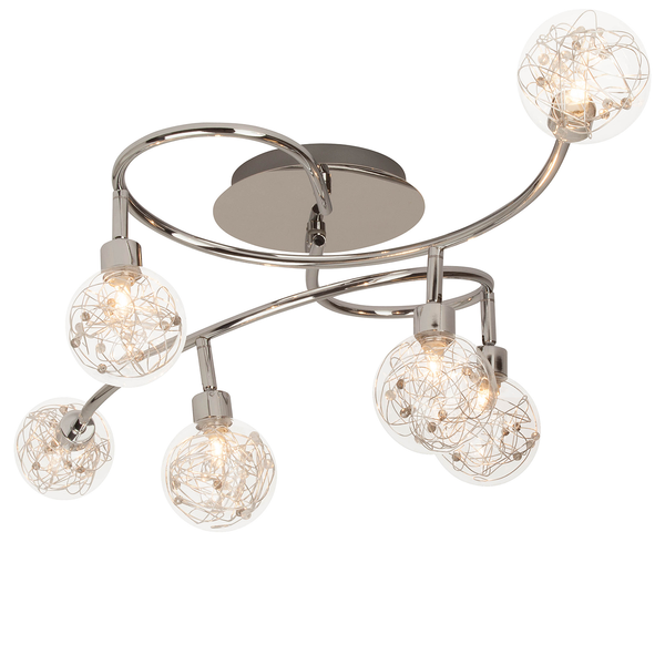 Deckenleuchte Joya II - Klarglas / Eisen - 6-flammig