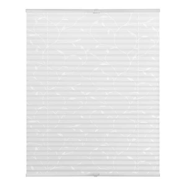 Plissee Klemmfix Pflanze - Polyester - Weiß / Pflanze - 80 x 130 cm
