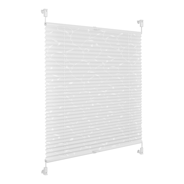 Plissee Klemmfix Pflanze - Polyester - Weiß / Pflanze - 80 x 130 cm