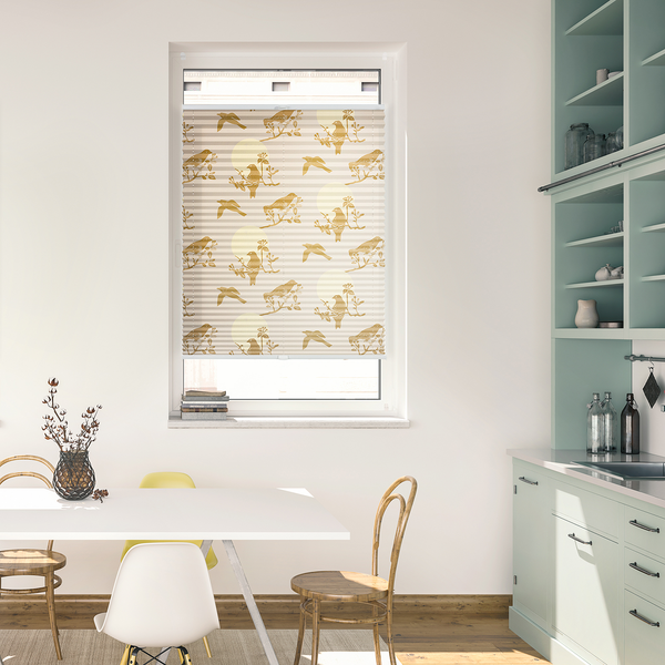Plissee Klemmfix Moon Birds - Polyester - Beige - 45 x 130 cm