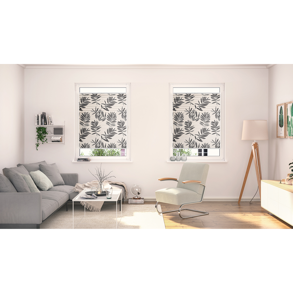 Plissee Klemmfix Aqua Floral - Polyester - Schwarz - 60 x 130 cm