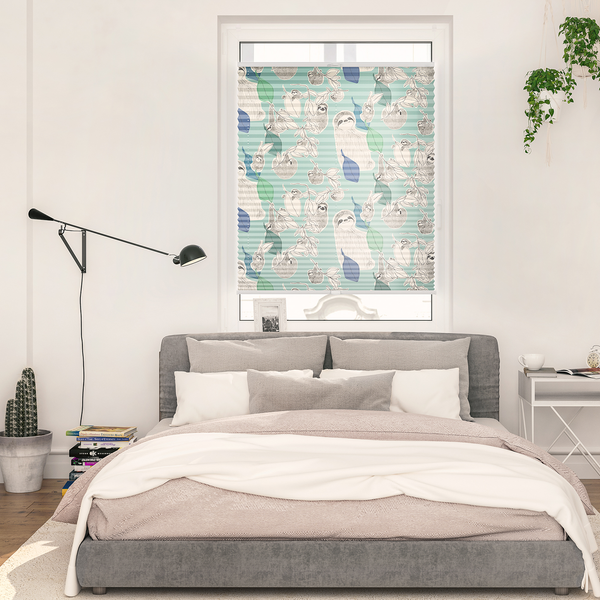 Plissee Klemmfix Sloths - Polyester - Grün - 90 x 130 cm