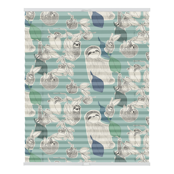 Plissee Klemmfix Sloths - Polyester - Grün - 90 x 130 cm