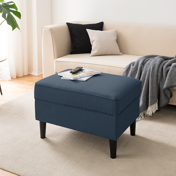 Polsterhocker Boddin - Webstoff Nims: Jeansblau