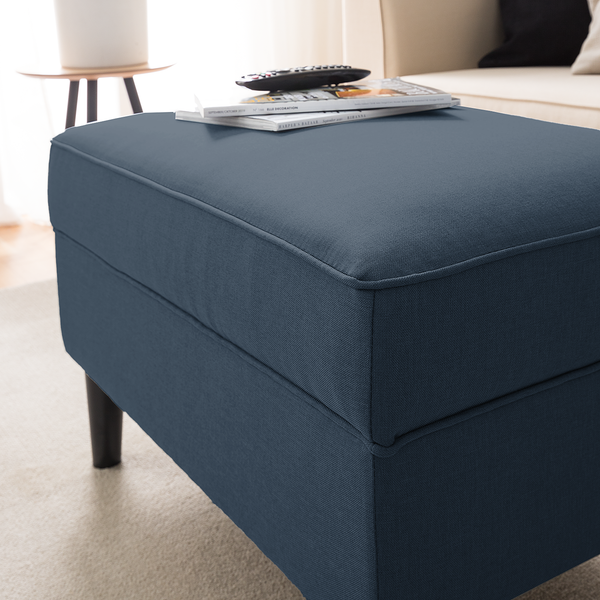 Polsterhocker Boddin - Webstoff Nims: Jeansblau