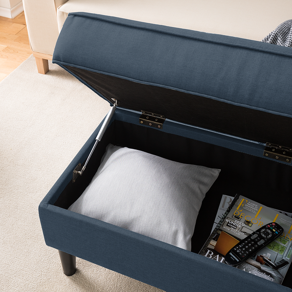 Polsterhocker Boddin - Webstoff Nims: Jeansblau