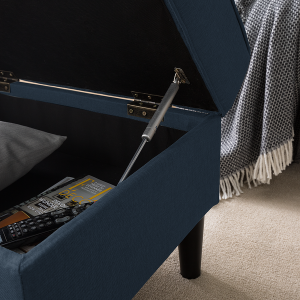 Polsterhocker Boddin - Webstoff Nims: Jeansblau