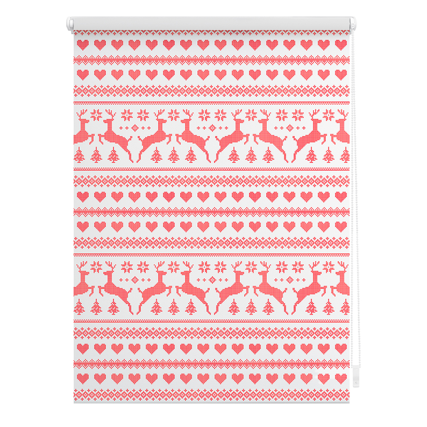 Klemmfix-Rollo Rentiere Muster - Polyester - Rot / Weiß - 70 x 150 cm