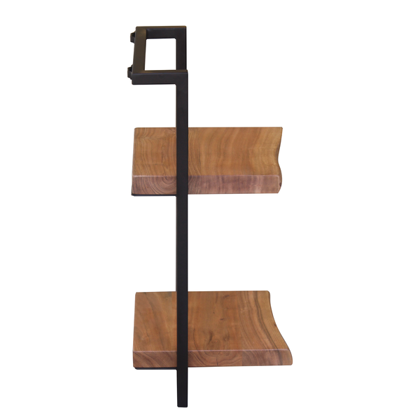 Wandregal Kaawo II - Akazie massiv / Metall - Akazie / Schwarz - Höhe: 65 cm