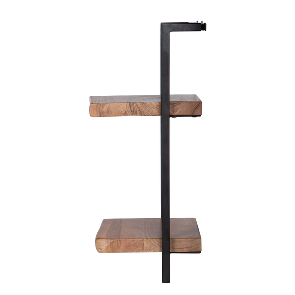 Wandregal Kaawo II - Akazie massiv / Metall - Akazie / Schwarz - Höhe: 65 cm